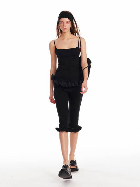 Flutter-Trim Low Rise Capri Pants