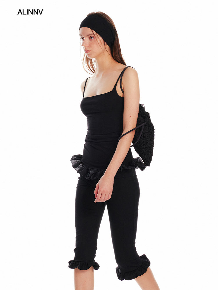 Flutter-Trim Low Rise Capri Pants
