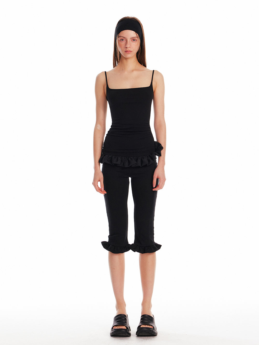 Flutter-Trim Low Rise Capri Pants