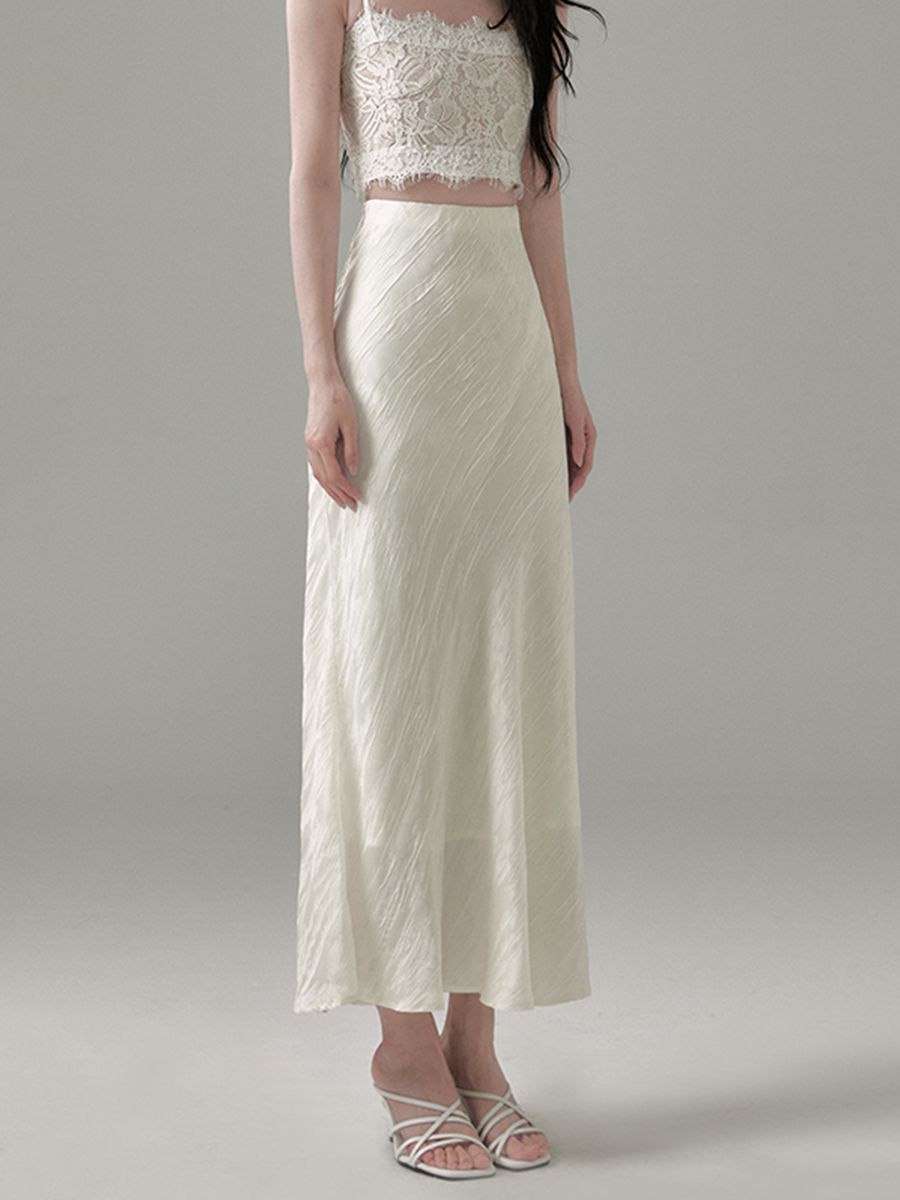 Flutter Hem High Waist Skirt