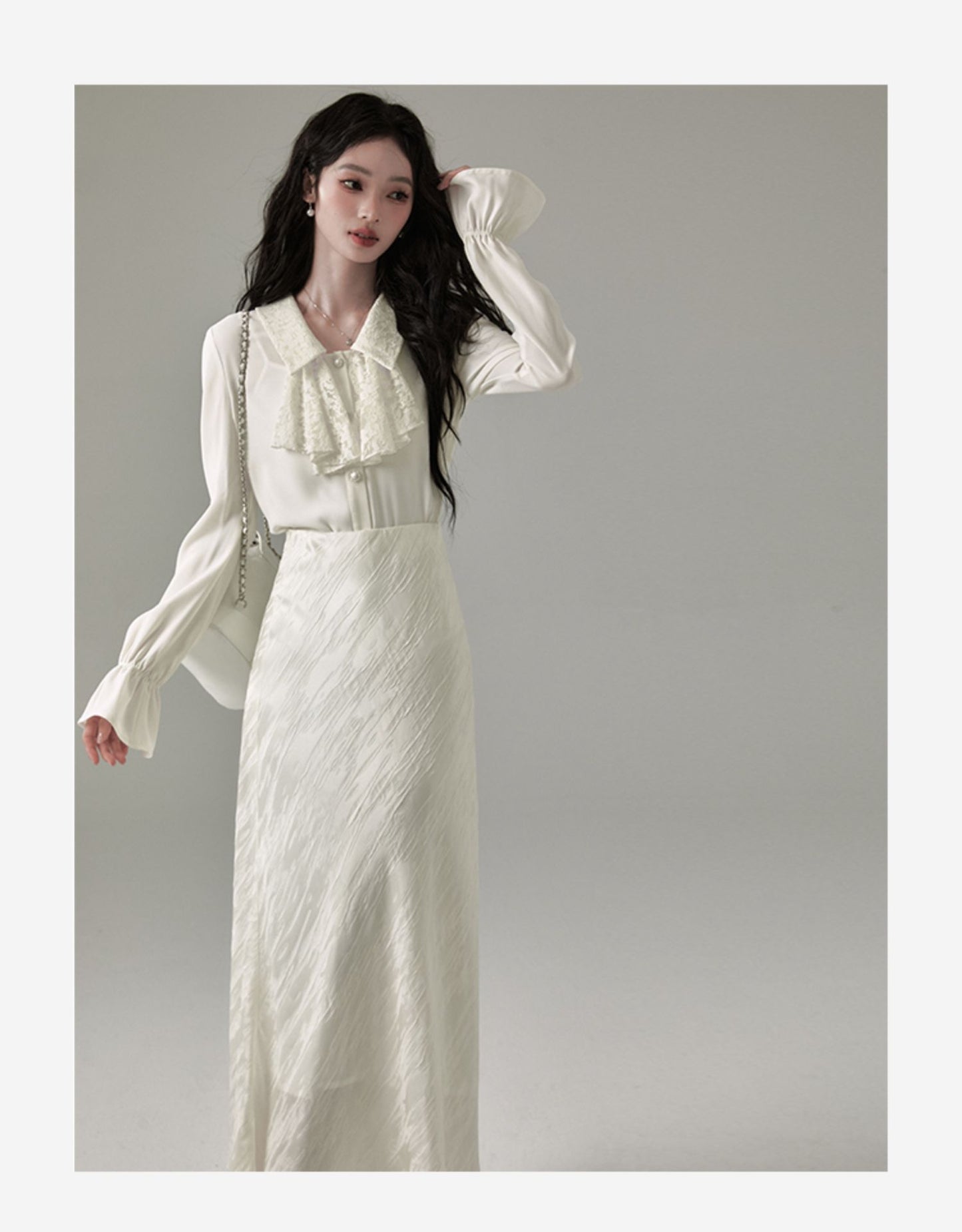 Flutter Hem High Waist Skirt
