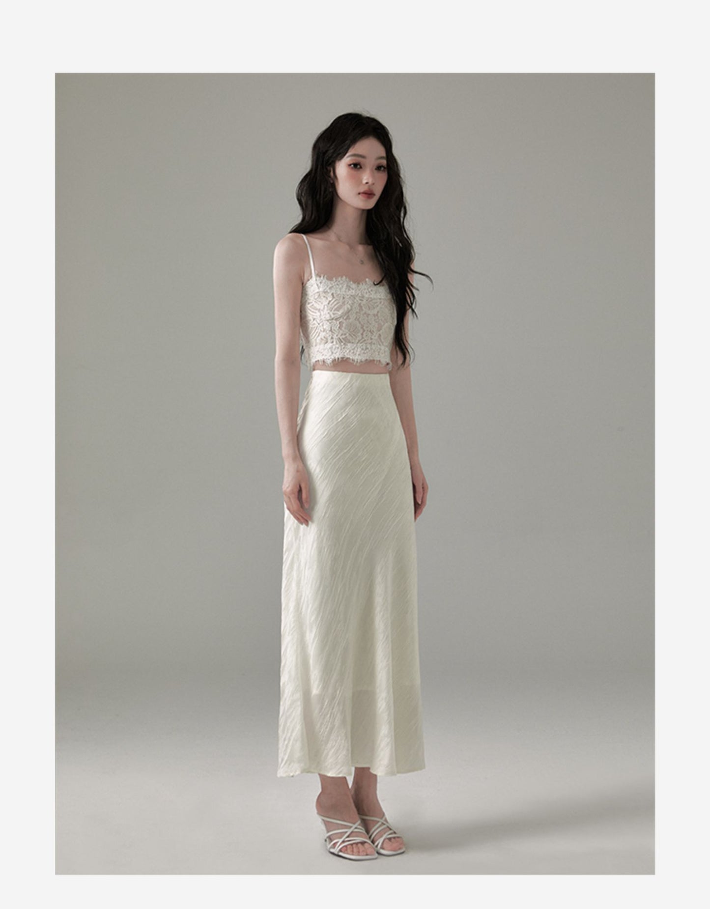 Flutter Hem High Waist Skirt