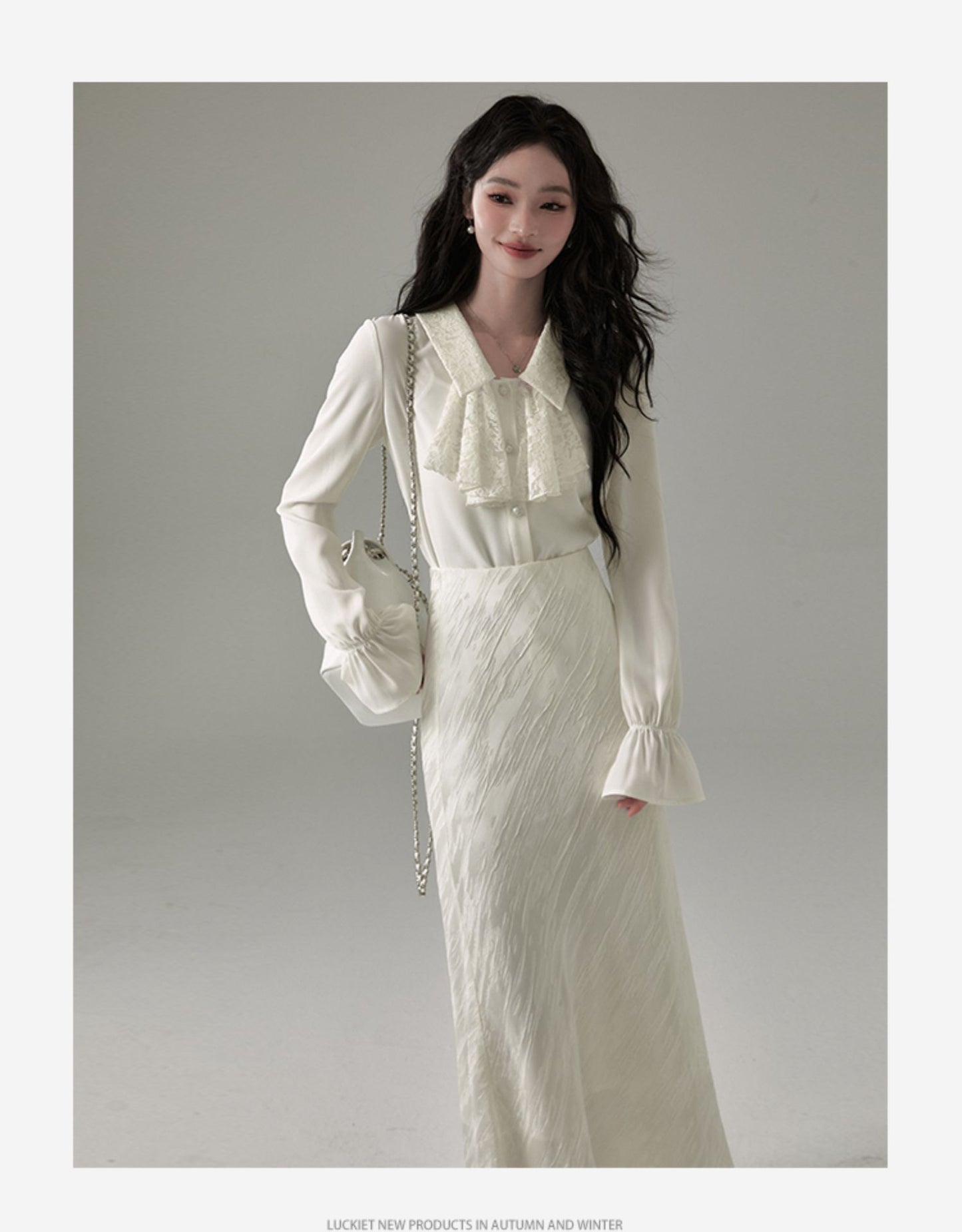 Flutter Hem High Waist Skirt