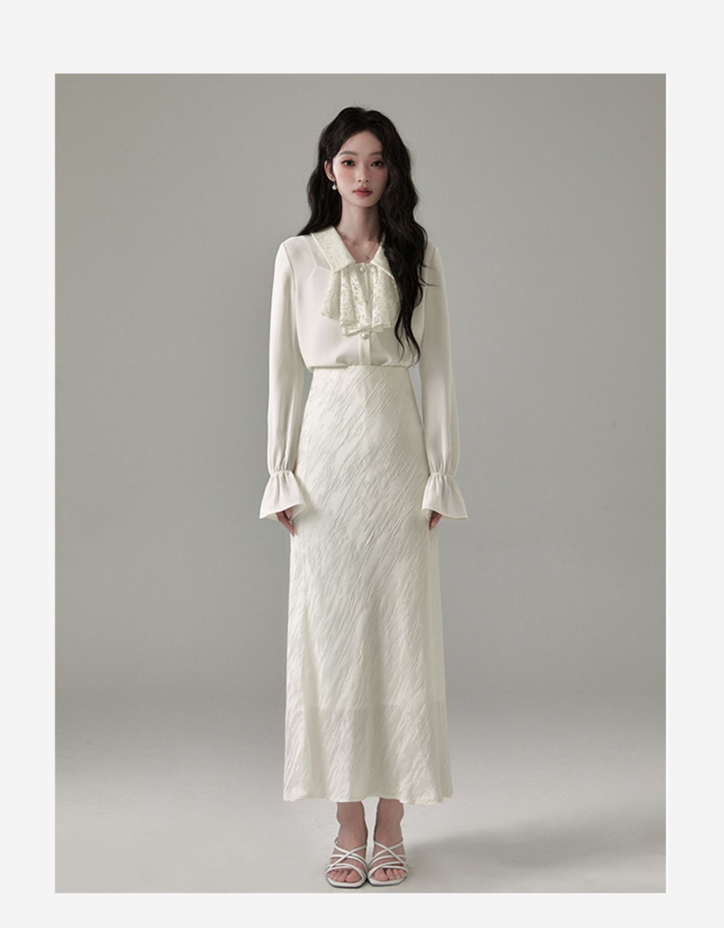 Flutter Hem High Waist Skirt