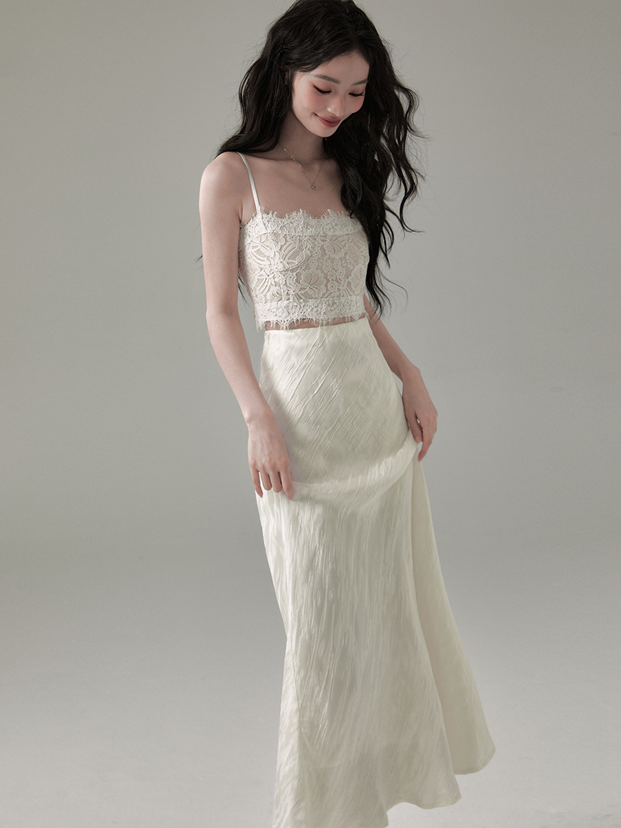 Flutter Hem High Waist Skirt