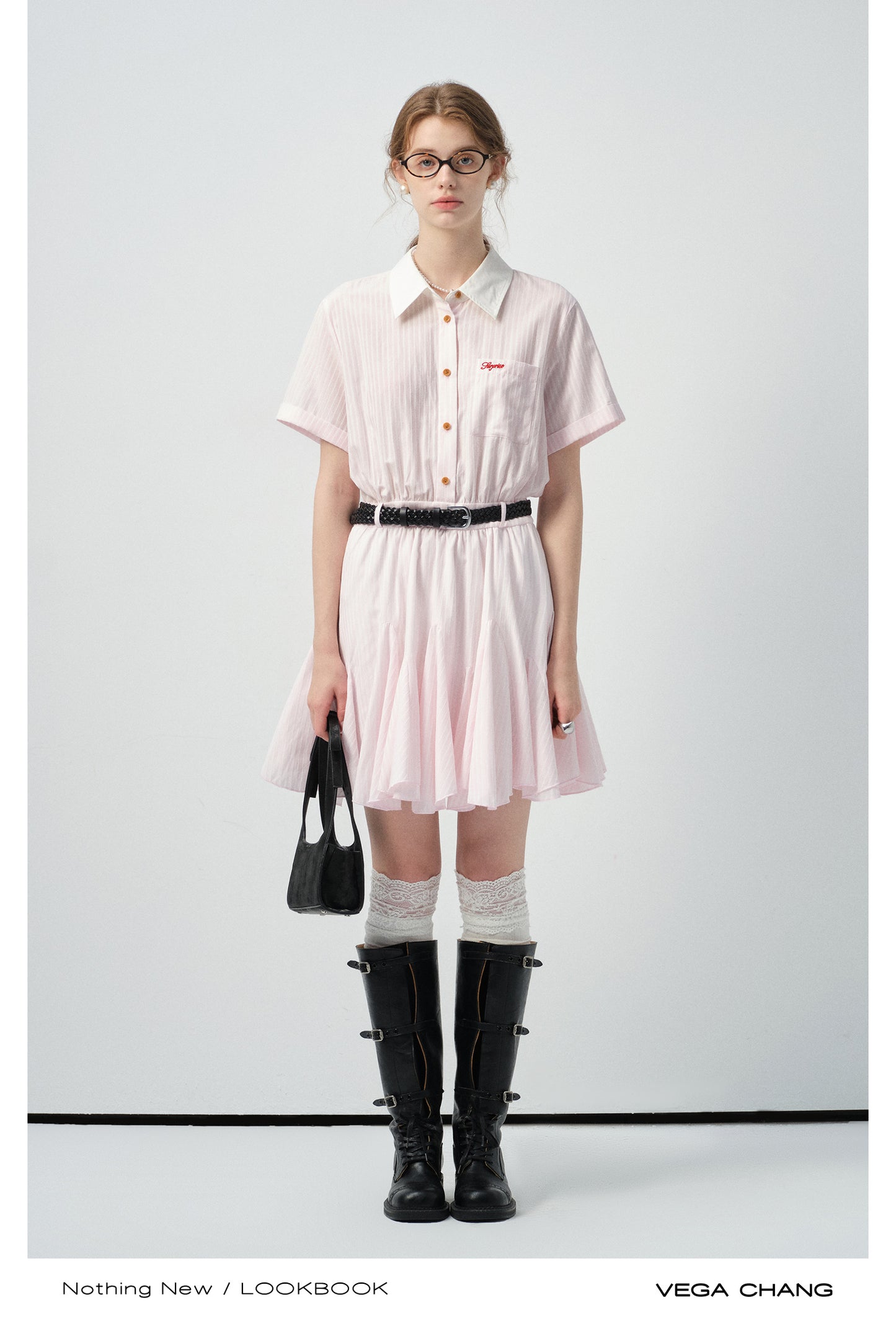 Striped Shirt Dress With Asymmetrical Hem