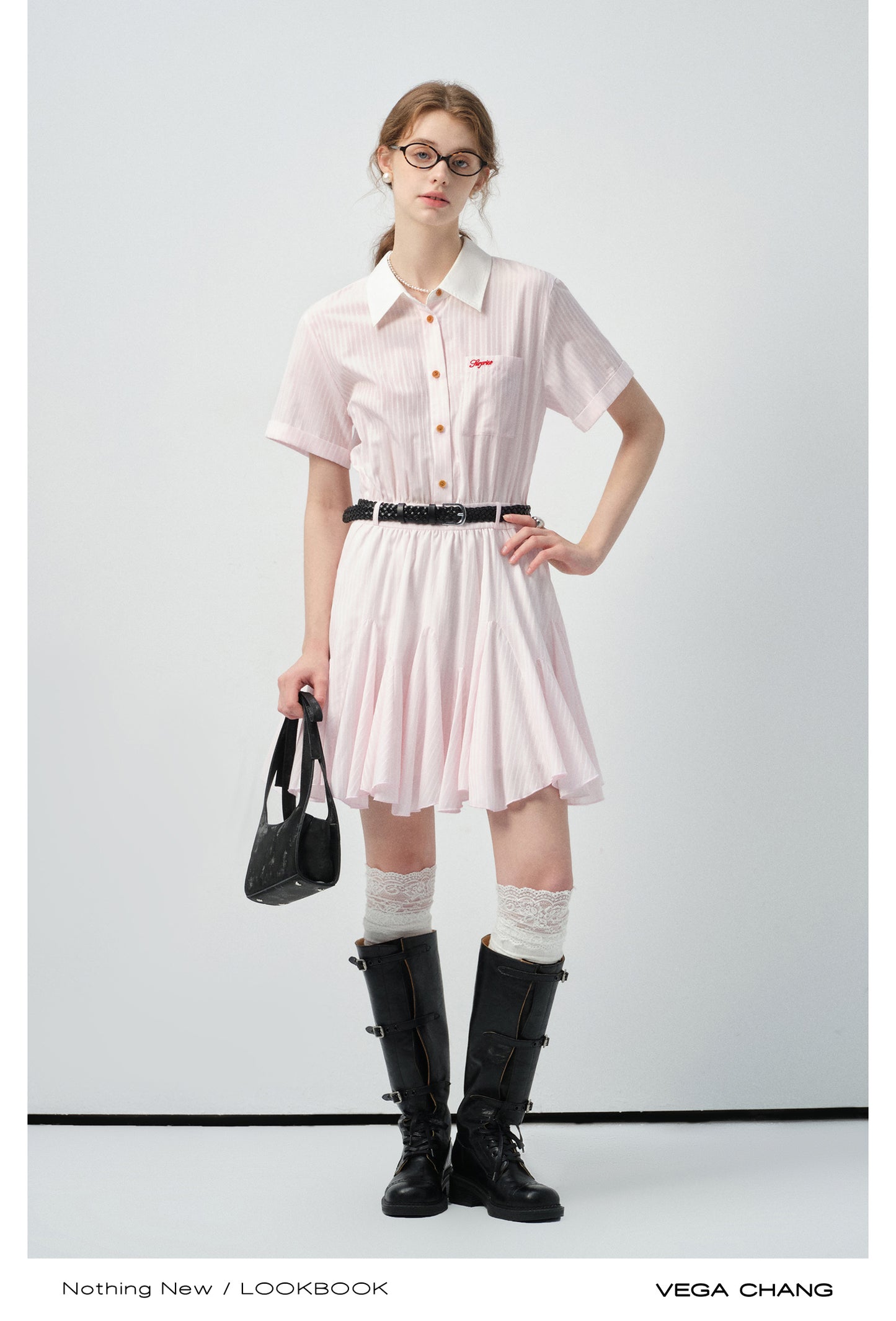 Striped Shirt Dress With Asymmetrical Hem