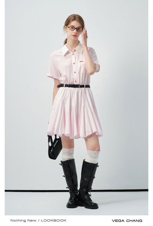 Striped Shirt Dress With Asymmetrical Hem