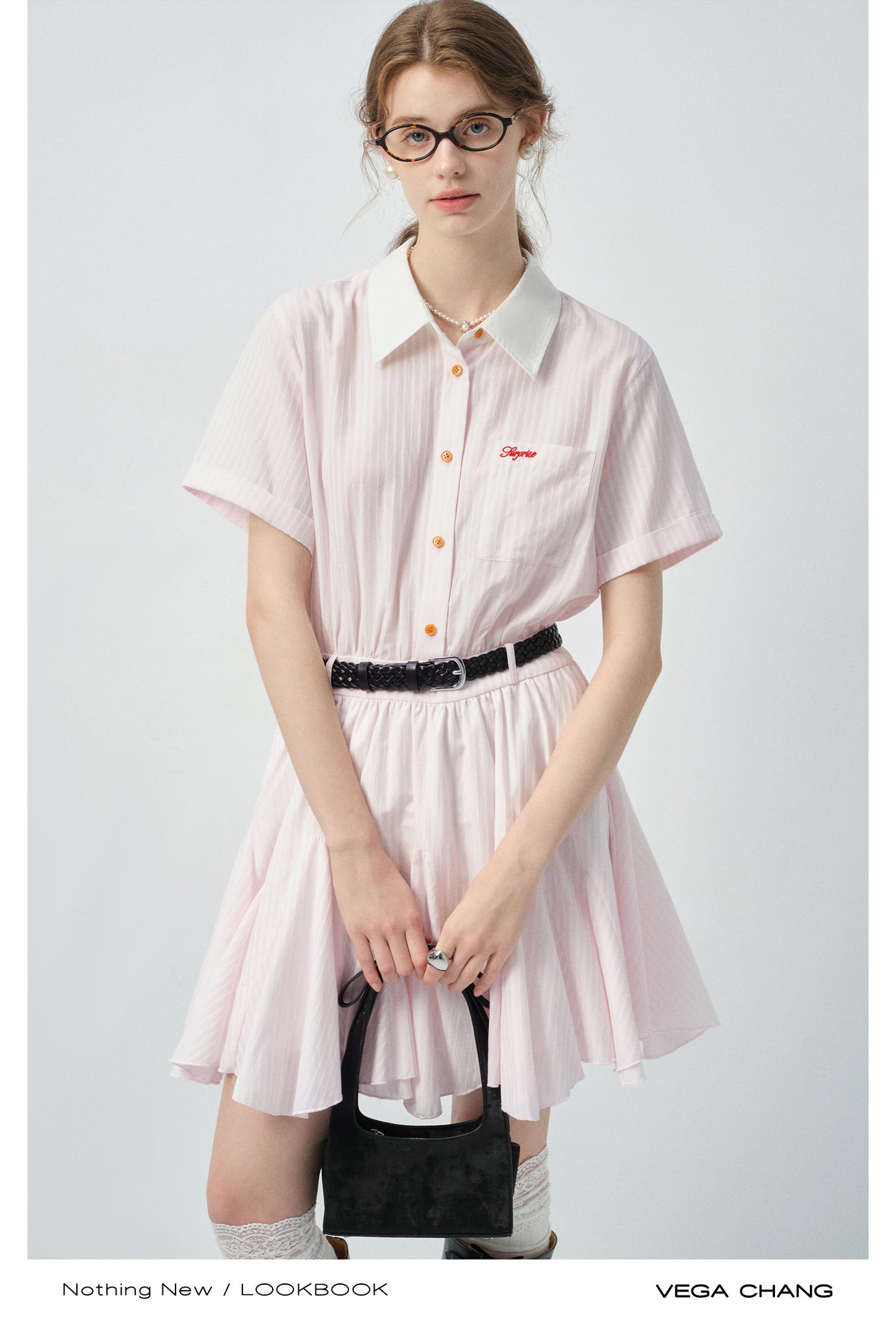 Striped Shirt Dress With Asymmetrical Hem