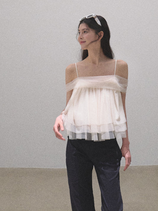 Stretch Tulle Camisole Top