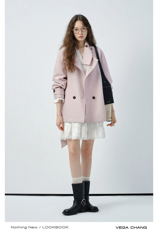 Relaxed-Fit Short Belted Trench With Drop Shoulders