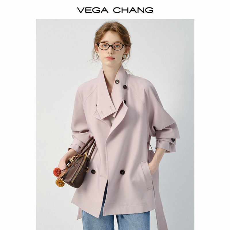 Relaxed-Fit Short Belted Trench With Drop Shoulders