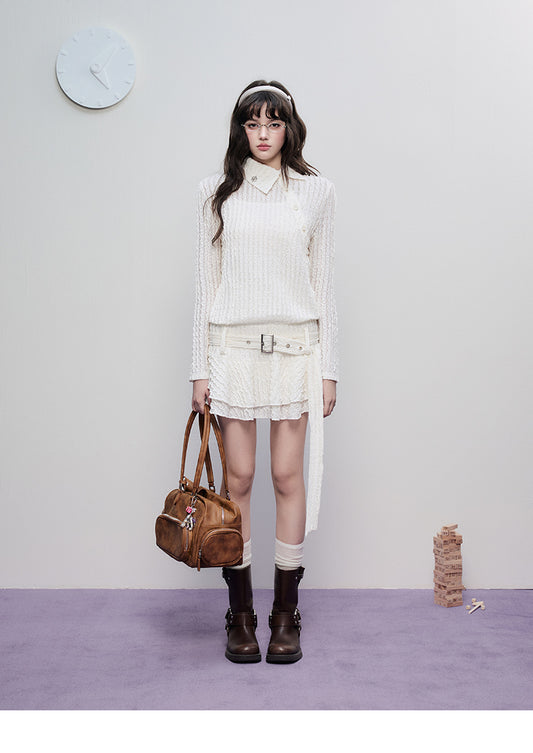 Wavy-Textured Asymmetric Dress