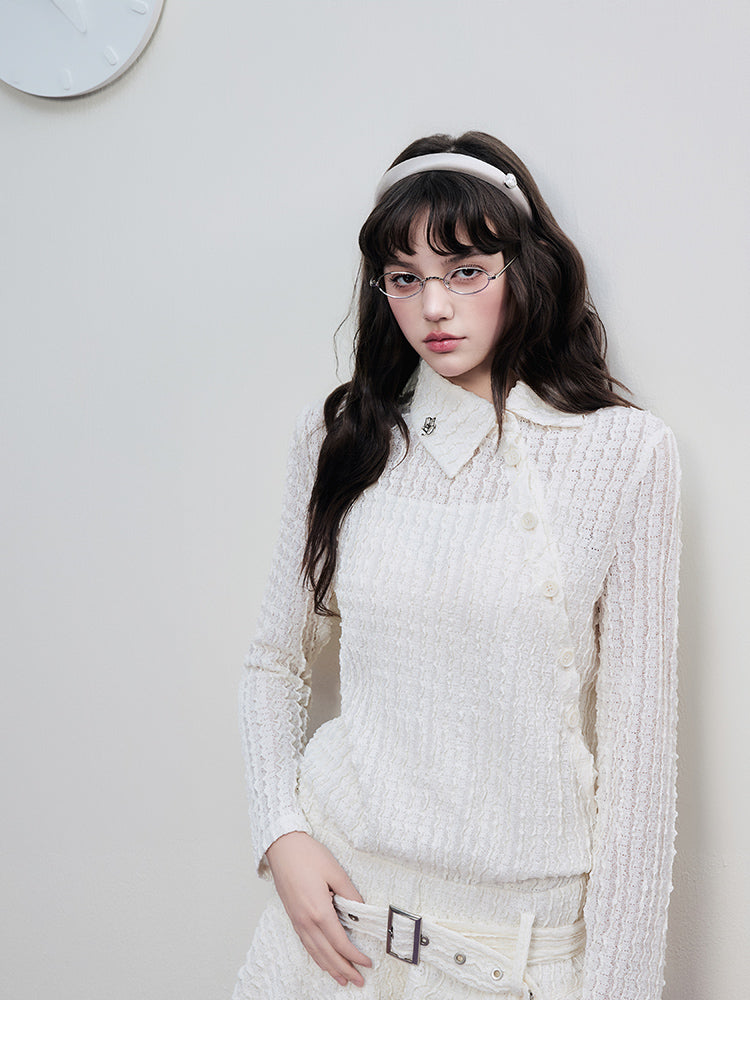 Wavy-Textured Asymmetric Dress