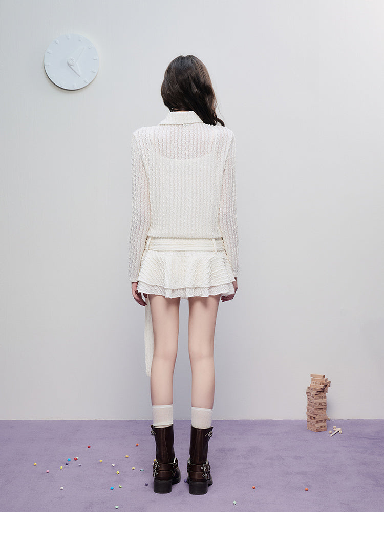 Wavy-Textured Asymmetric Dress