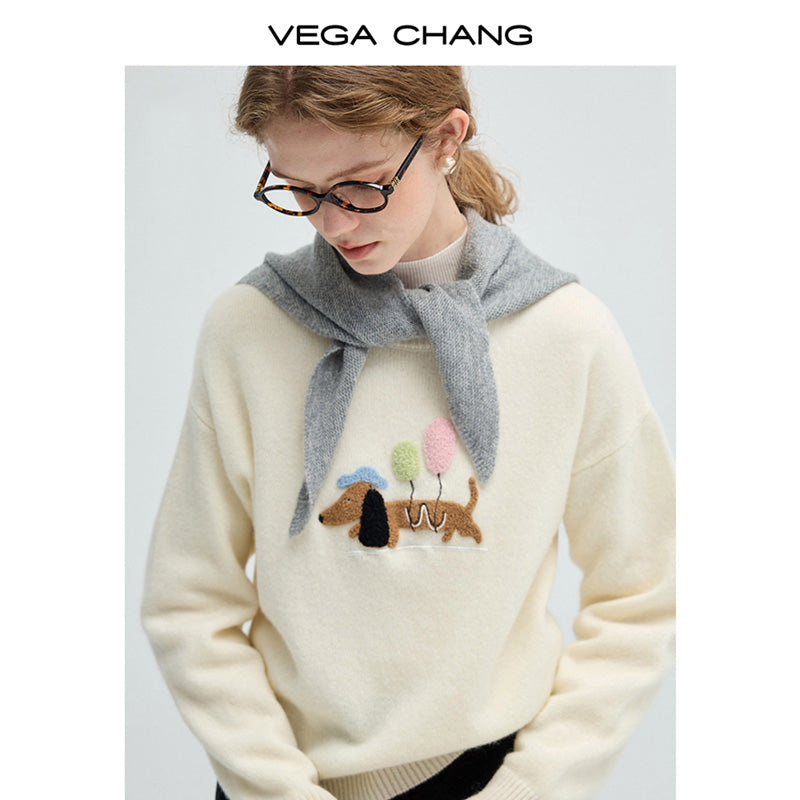Chenille Embroidered Balloon Dog Sweater