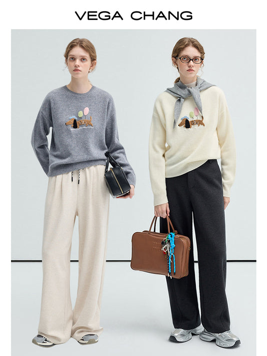 Chenille Embroidered Balloon Dog Sweater