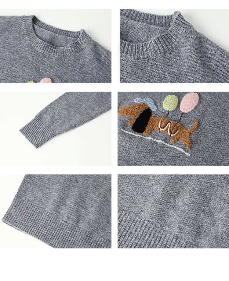 Chenille Embroidered Balloon Dog Sweater