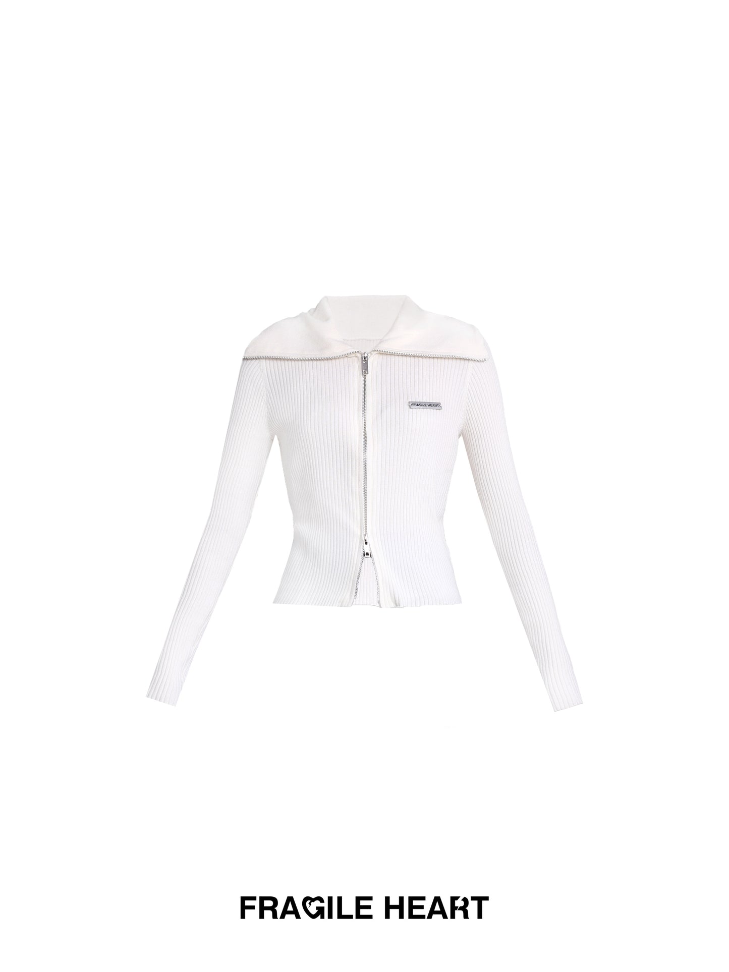 Rib Knit Top With Double Zipper