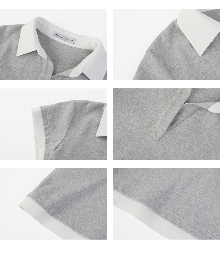Layered-Look Two-Tone Polo Shirt