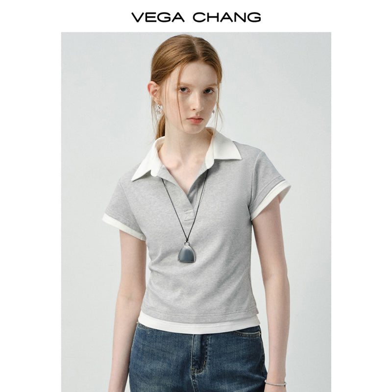 Layered-Look Two-Tone Polo Shirt