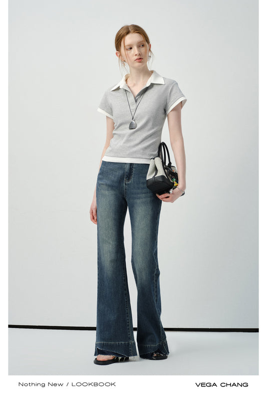 Layered-Look Two-Tone Polo Shirt