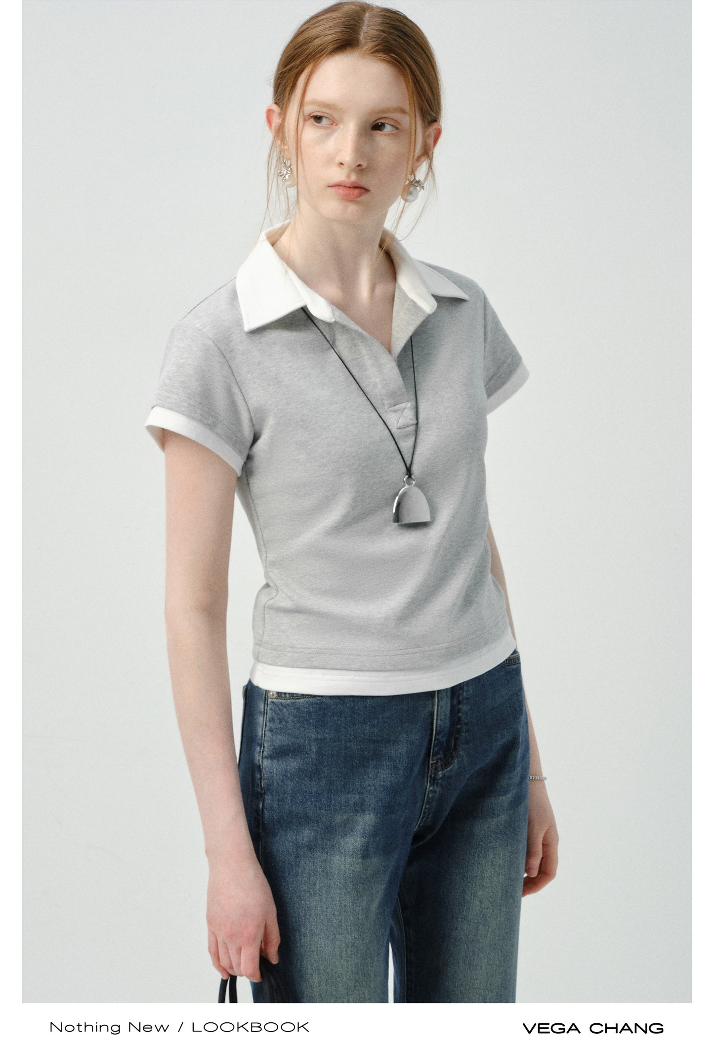 Layered-Look Two-Tone Polo Shirt