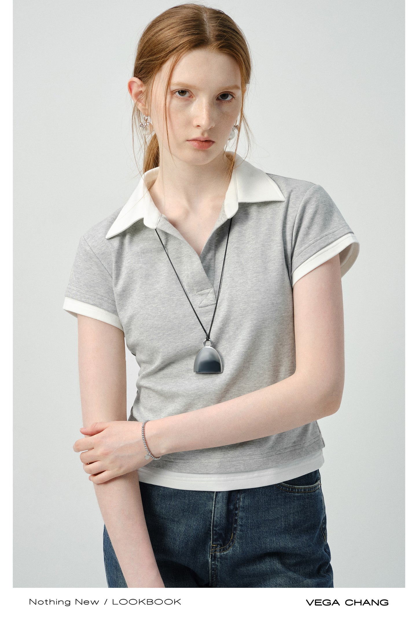 Layered-Look Two-Tone Polo Shirt