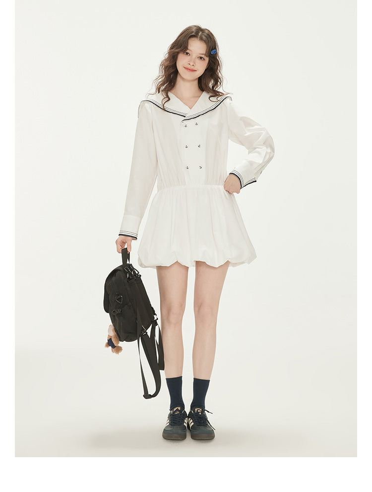 Bubble Hem Cotton Sailor Dress