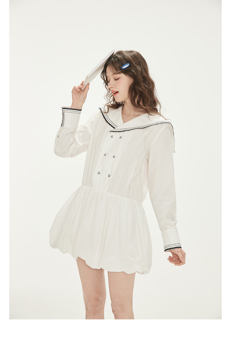 Bubble Hem Cotton Sailor Dress