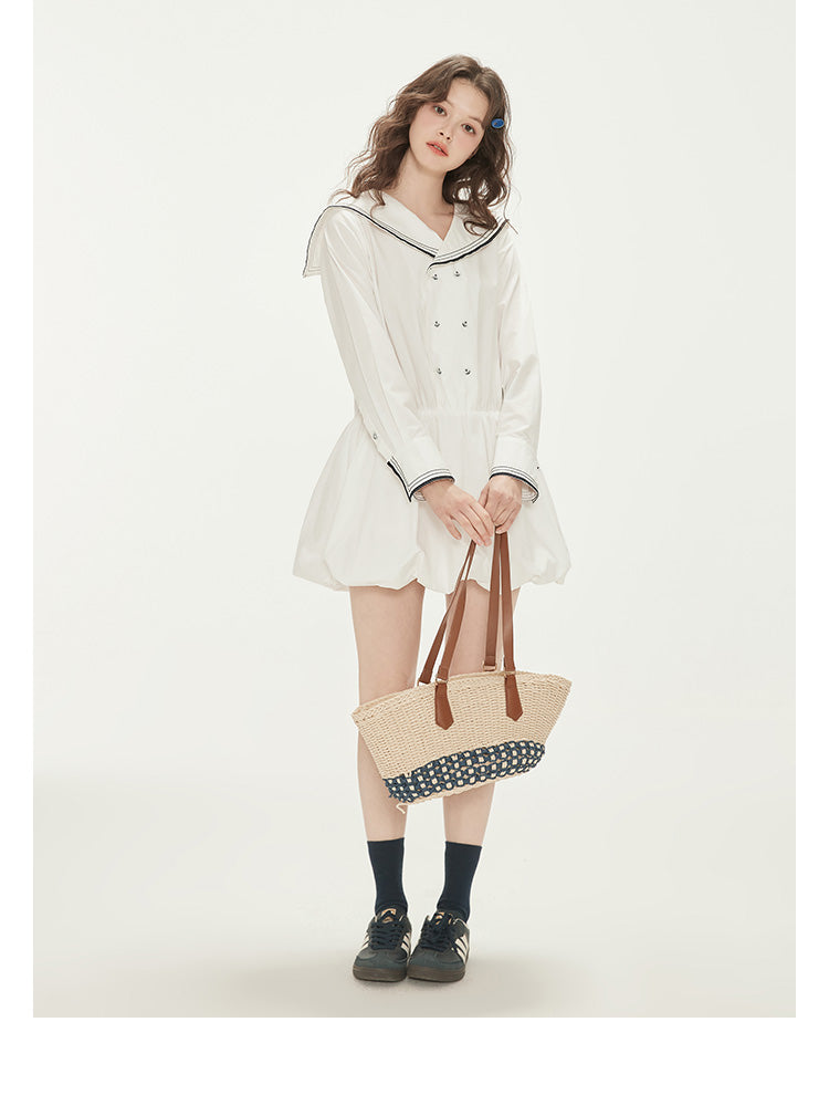 Bubble Hem Cotton Sailor Dress