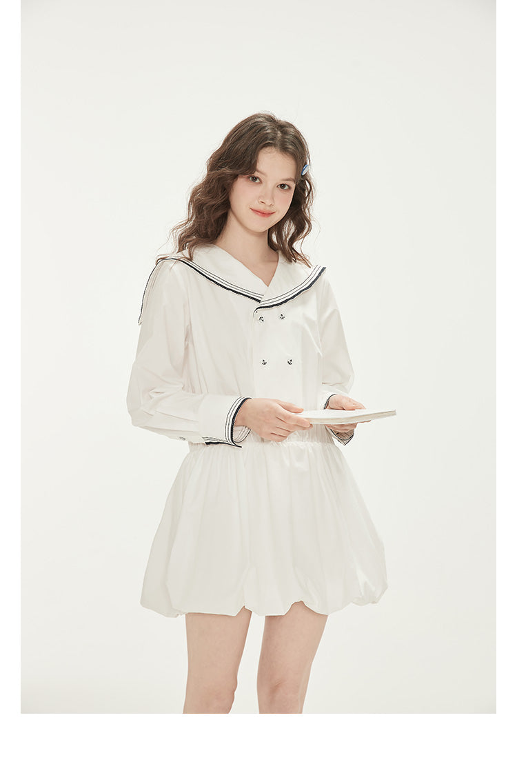 Bubble Hem Cotton Sailor Dress