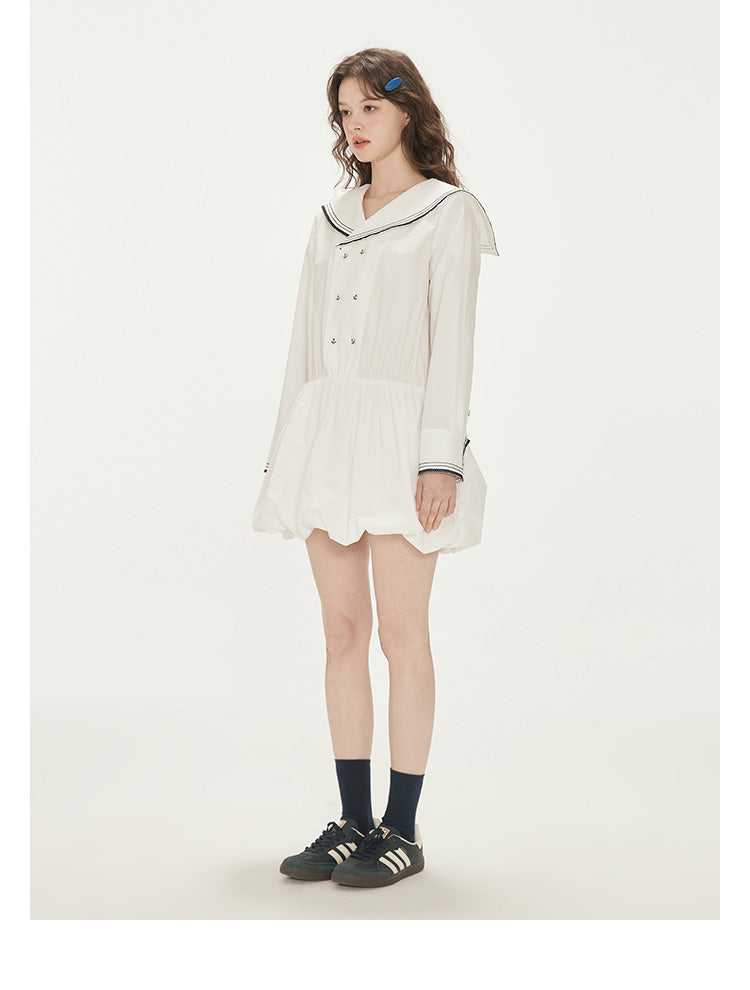 Bubble Hem Cotton Sailor Dress