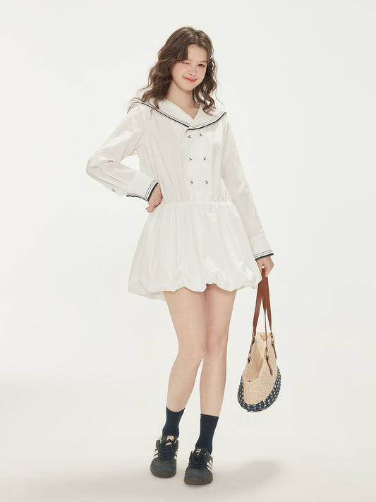Bubble Hem Cotton Sailor Dress