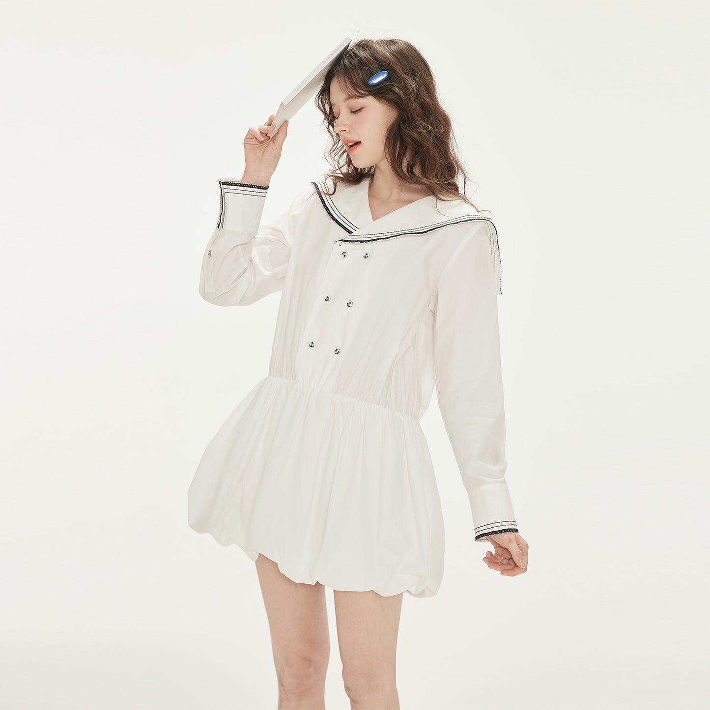 Bubble Hem Cotton Sailor Dress