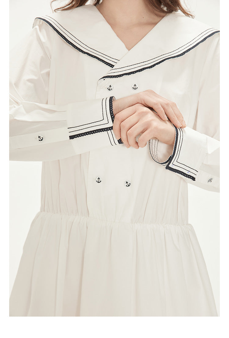 Bubble Hem Cotton Sailor Dress