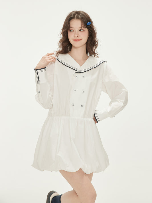Bubble Hem Cotton Sailor Dress