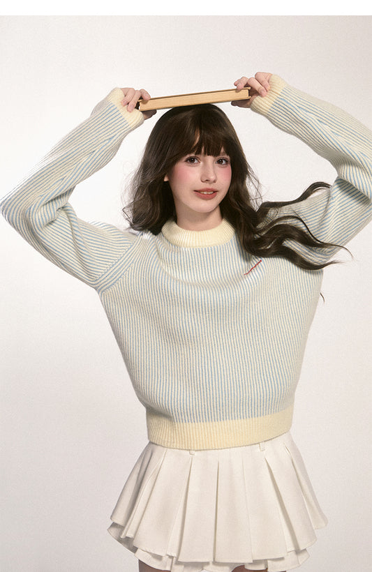 Two Tone Rib Knit Sweater