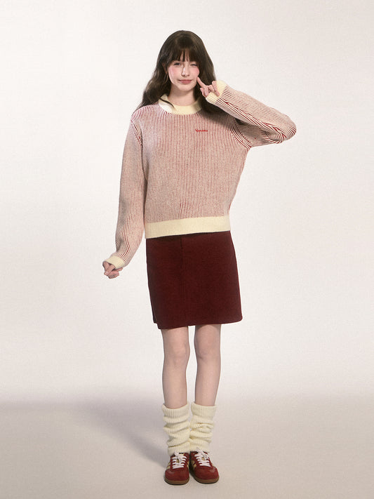 Two Tone Rib Knit Sweater