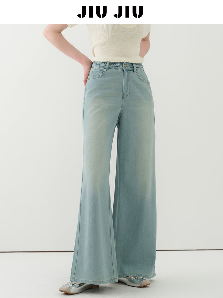 Braided Waist Detail Lyocell Washed Jeans