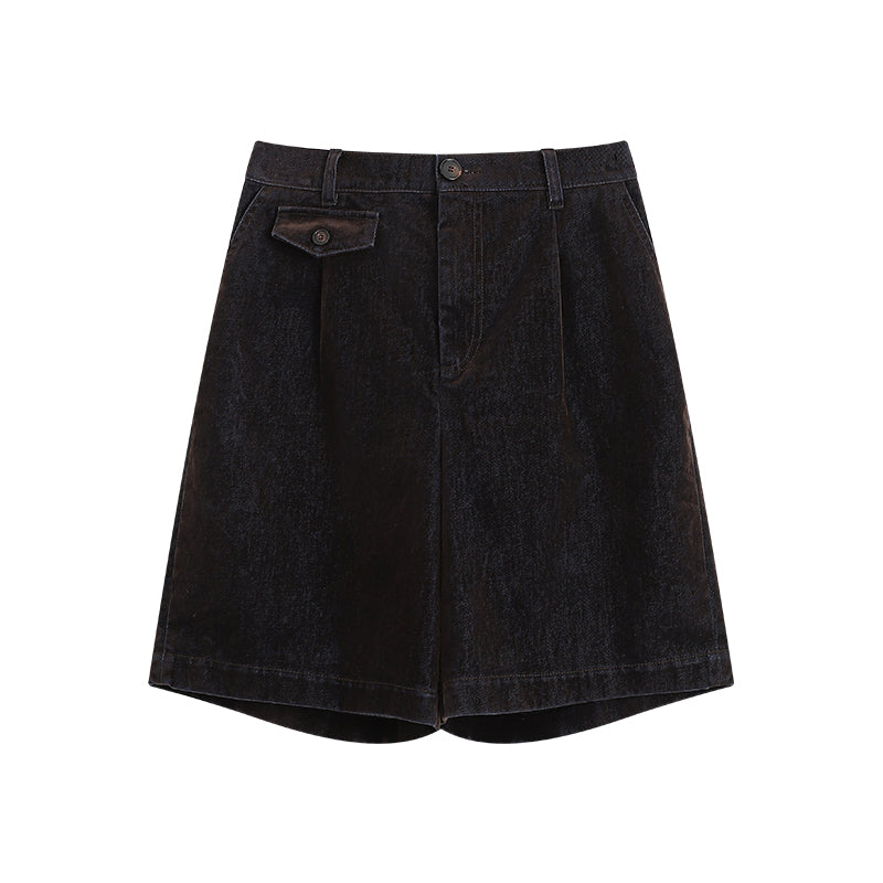 Classic Flocked Denim Vest And Shorts