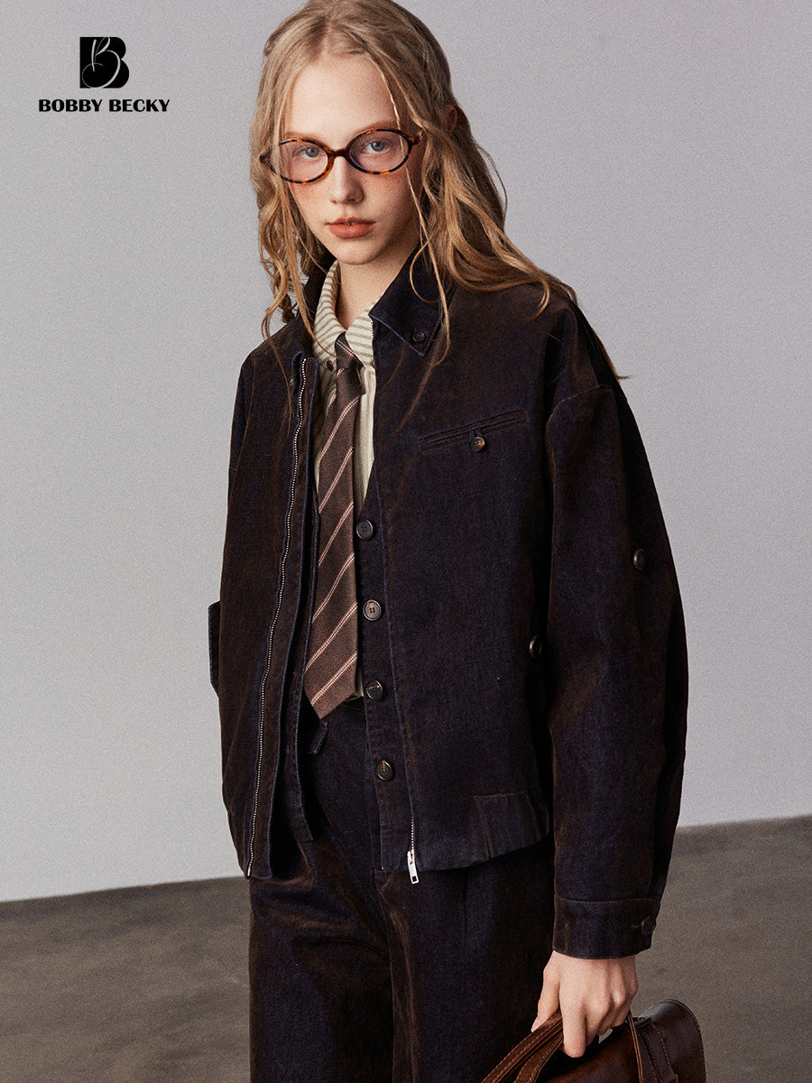 Classic Flocked Denim Vest And Shorts