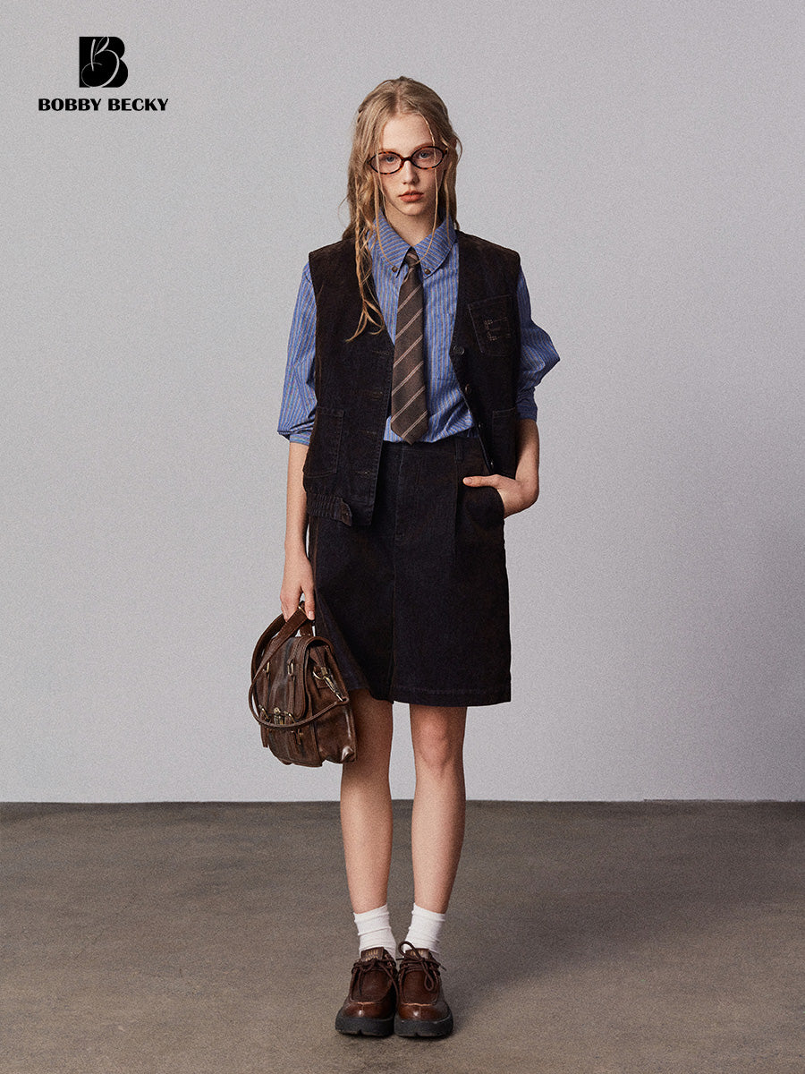 Classic Flocked Denim Vest And Shorts