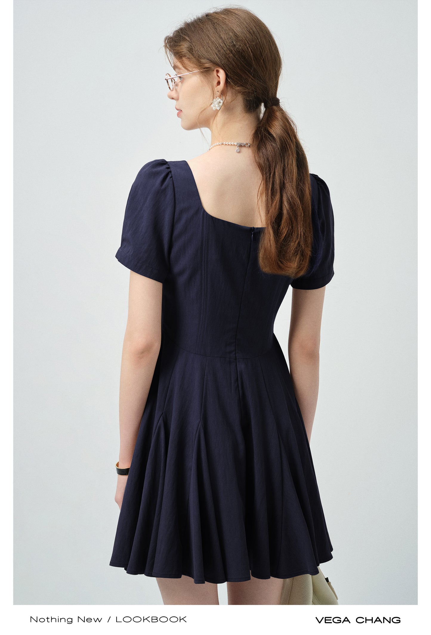 Lace-Up Puff-Sleeve Dress