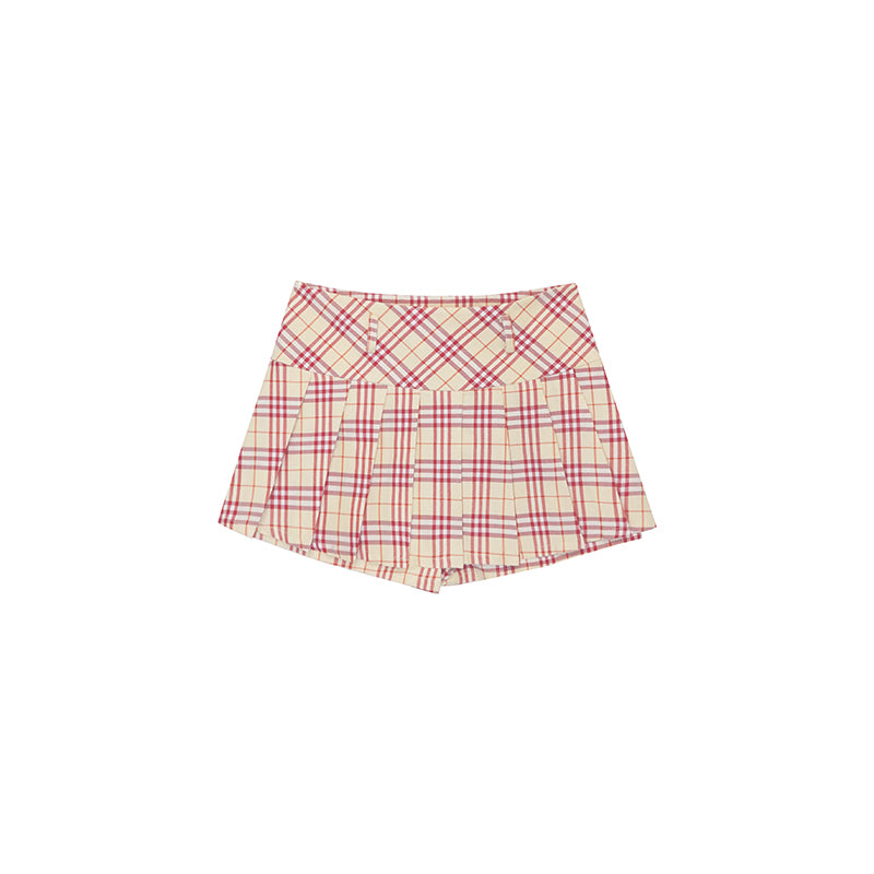 High Waist Plaid Pleated Micro Skirt