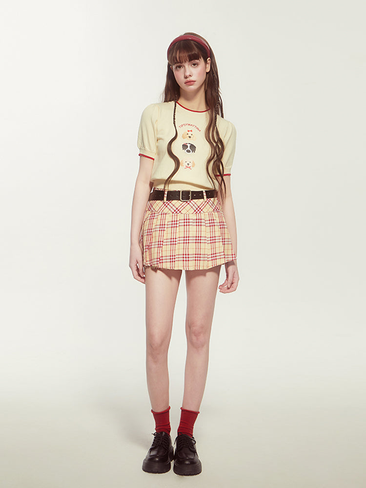 High Waist Plaid Pleated Micro Skirt