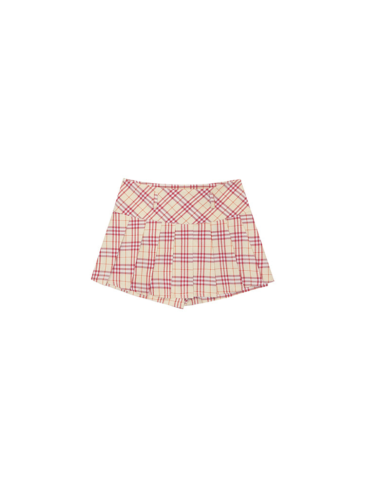 High Waist Plaid Pleated Micro Skirt