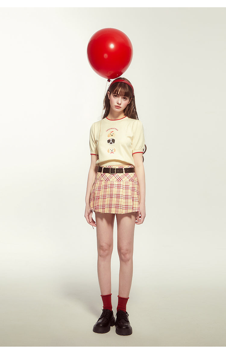 High Waist Plaid Pleated Micro Skirt