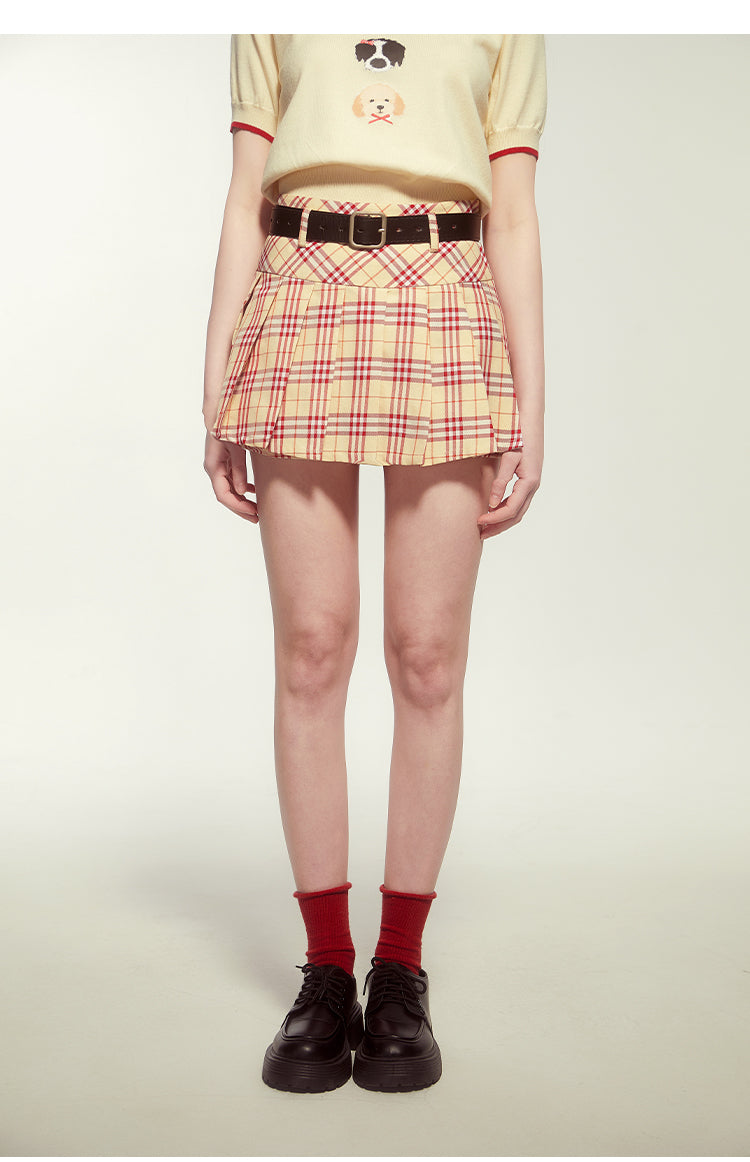 High Waist Plaid Pleated Micro Skirt