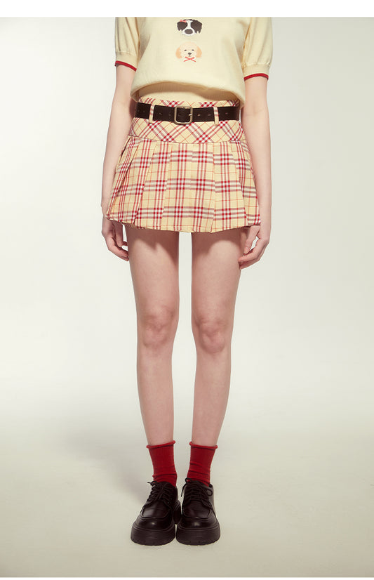 High Waist Plaid Pleated Micro Skirt